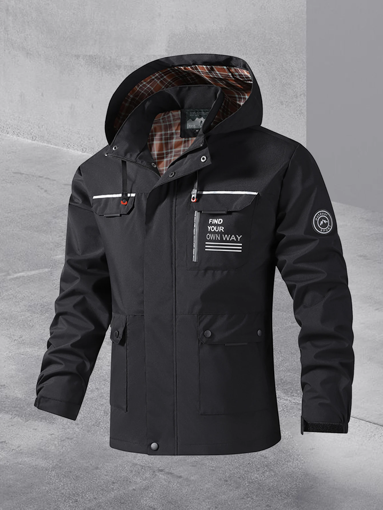 

2025 Spring and Autumn New Hooded Mid-length Jacket Men's Loose and Versatile Shock Clothes Men's Blazer