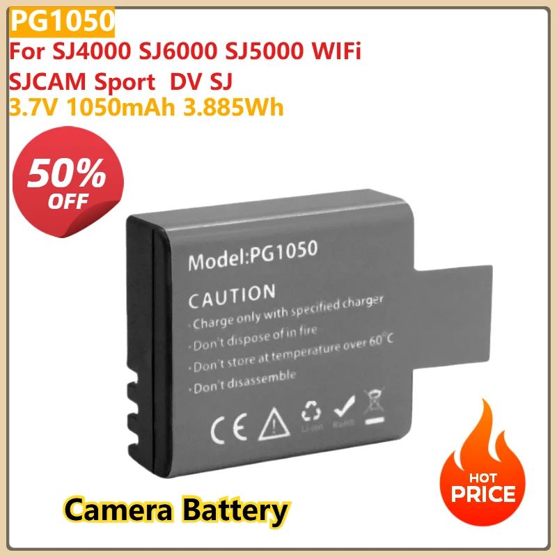 

Action Camera Batteries PG1050 3.7V 1050mAh 3.885Wh For SJ4000 SJ6000 SJ5000 WIFi SJCAM Sport DV SJ Li-ion Battery