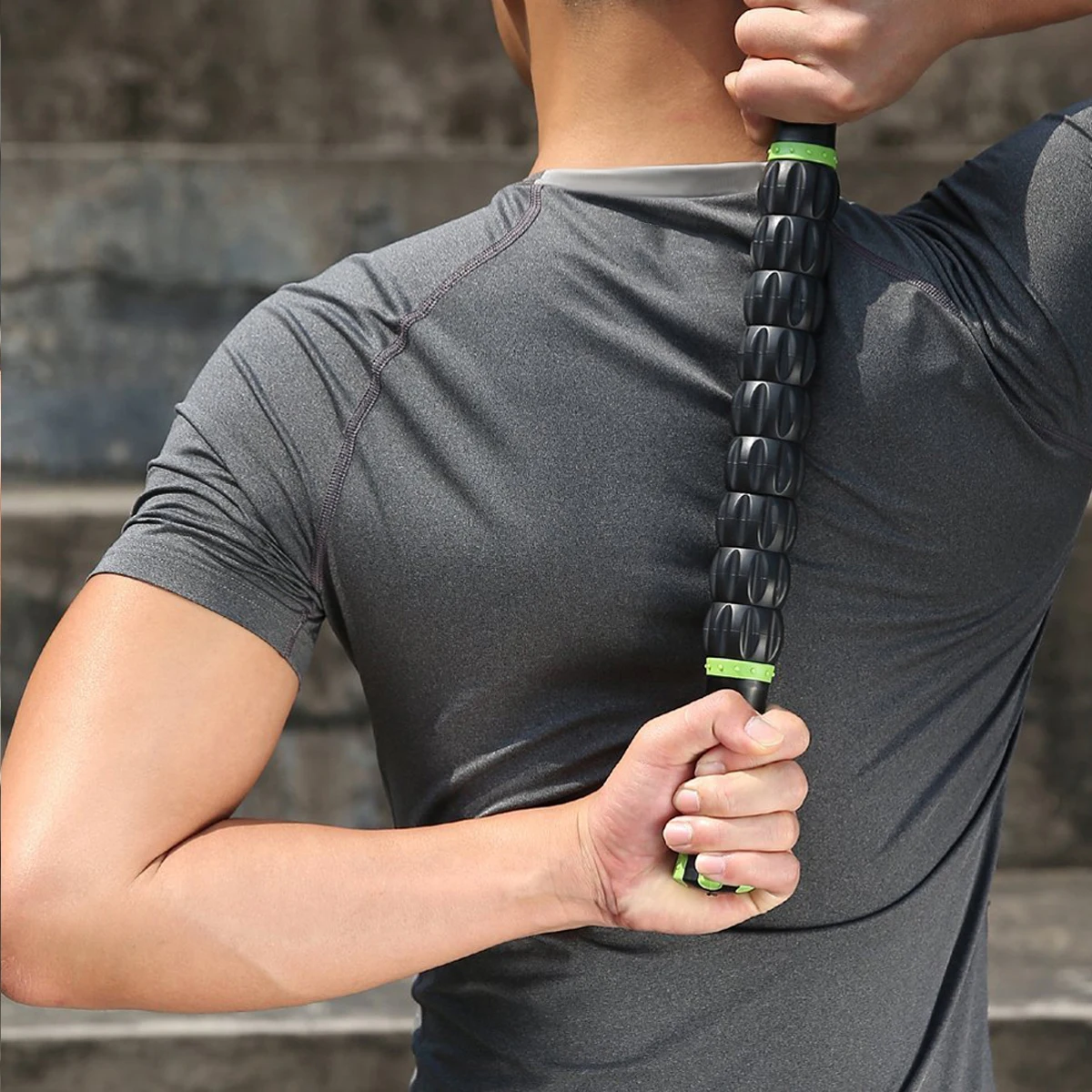 

Body Massage Stick with 9 Independent Rollers Therapeutic Muscle Roller for Legs Back Neck Stiffness Relief Portable Fitness