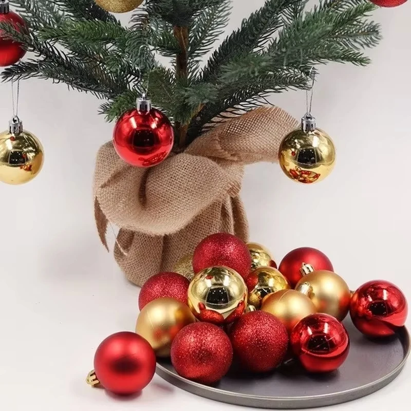 24 Stück 4 cm Weihnachtskugeln, große Kugel, Weihnachtsbaum-Anhänger, Ornamente für Party-Dekoration, Neujahr, Navidad, Geschenke, Zubehör