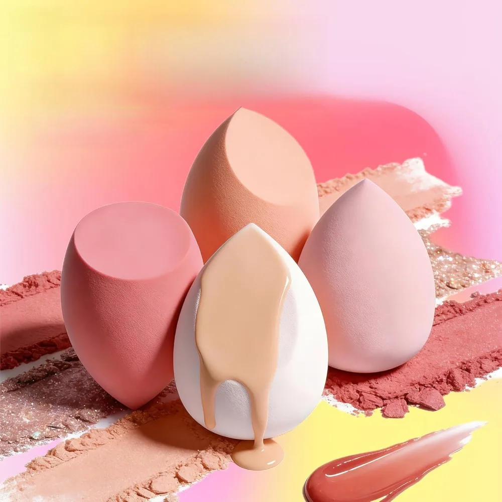 3‑Pack Makeup Sponges, Soft Teardrop Beauty Blender Sponge, Wet & Dry Dual‑Use Cosmetic Blending Sponge for Foundation, Concealer, BB Cream & Powder