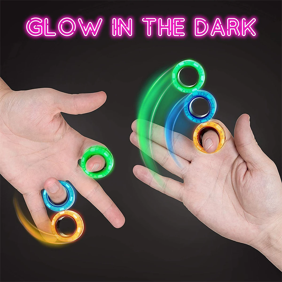 3-piece set of luminous magnetic rings, creative rotating fingertip toys, magnetic bracelets, perfect gift for friends