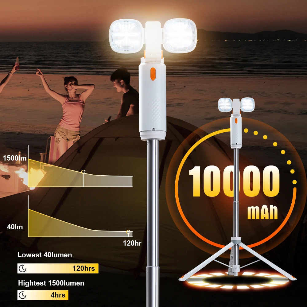 Trustfire C20 Camping Lights Telescopic Lantern With Tripod 10000mAh 6500K Floodlight RGB Atmosphere Light Fill Light Flashlight