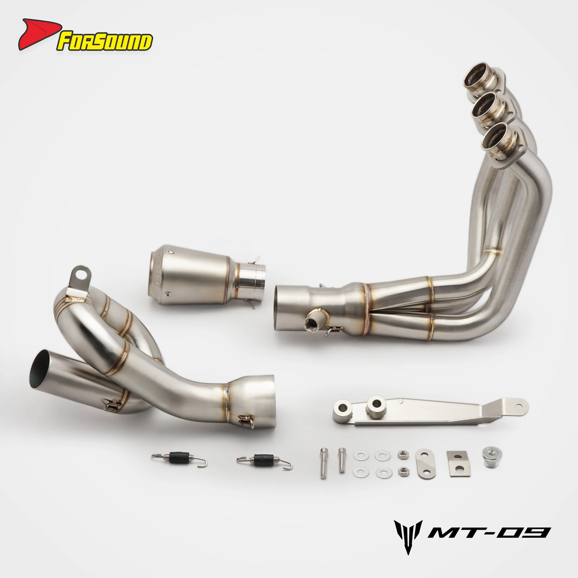For YAMAHA MT09 2014-2020 Motorcycle Full Exhaust System Stainless Steel Spiral Style Slip-On Installation Modified Exhaust Pipe