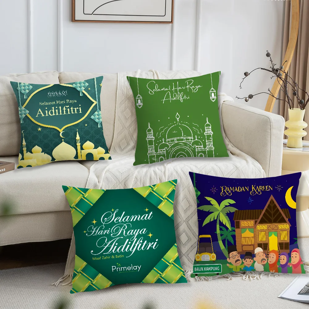 cute Hari Raya Aidilfitri festival Comfortable soft Pillow Case for Sofa Living Room Home office Decor and Protective Covers