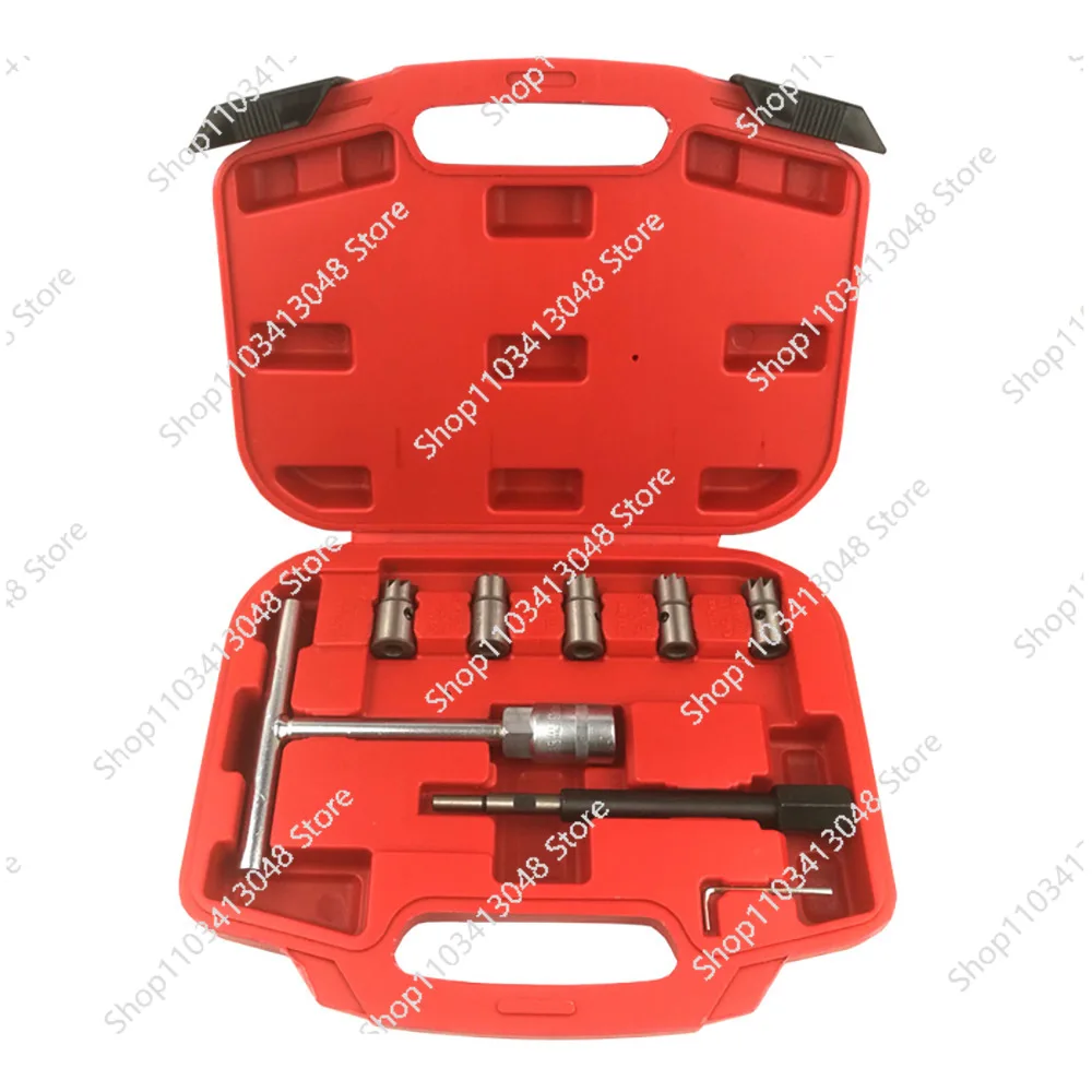 17Pcs Diesel Injector Seat & Cleaner Carbon Remover Seat Tools Cutter Milling Cutter Set Universal Car Tool Kit Injector Remover