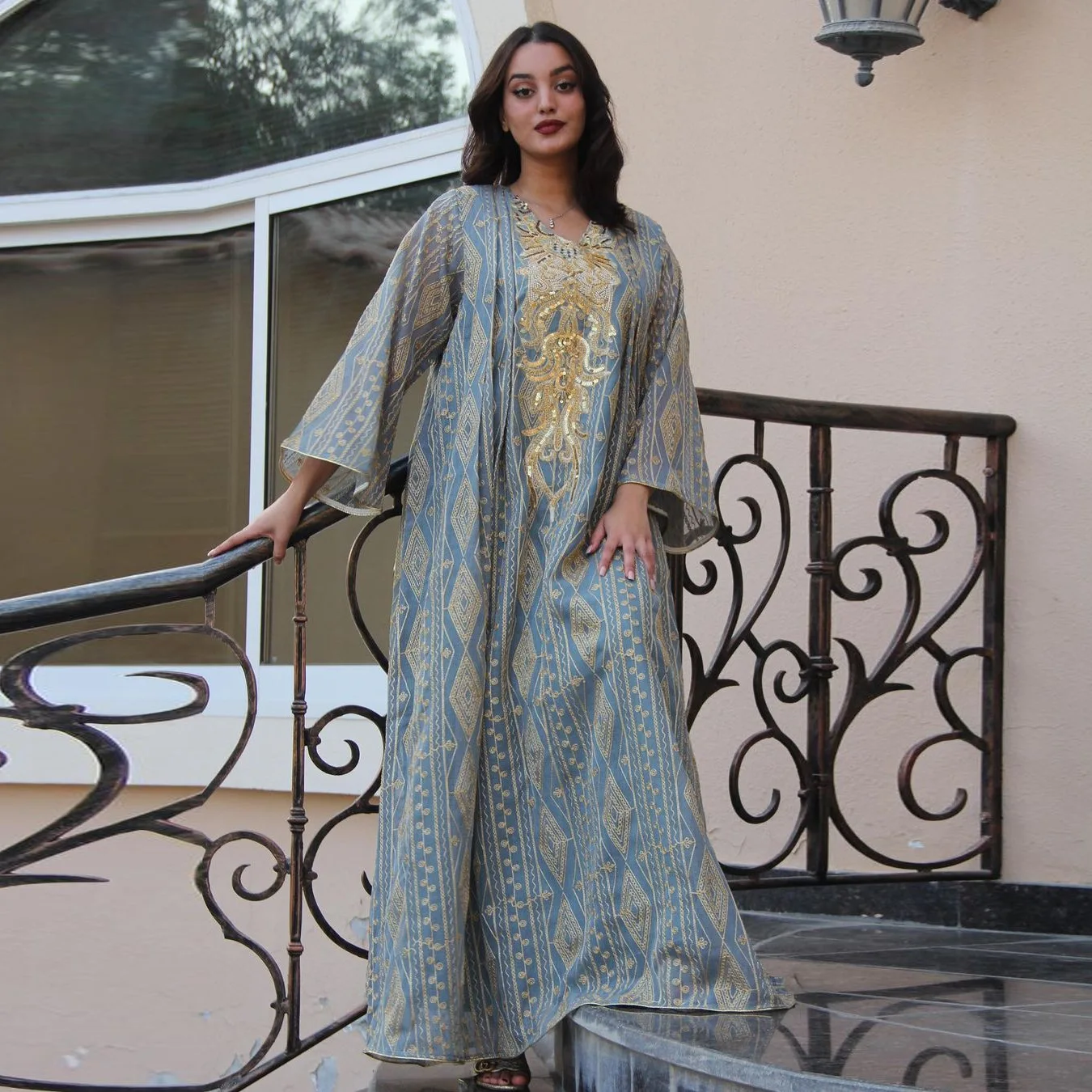 Ramadan Embroidered Kaftan Muslim Long Dress Women Imitation Linen Jalabiya Gulf Abaya Dubai Saudi Moroccan Caftan Gown 2023