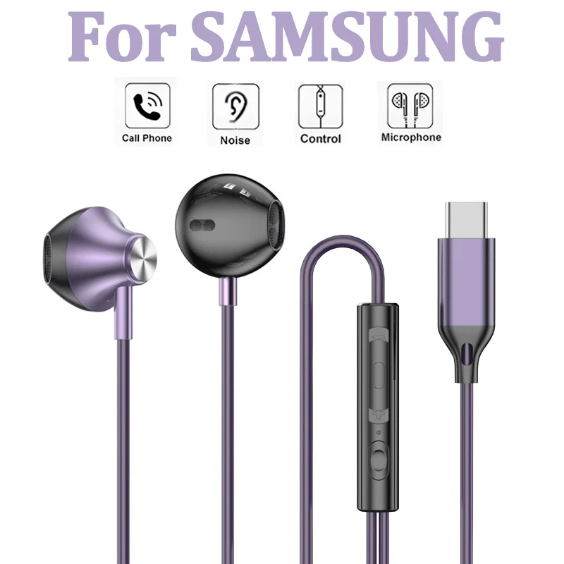 Przewodowe słuchawki douszne Samsung HiFi Surround douszne USB typu C 3,5 mm z przewodowym sterowaniem Przewodowe słuchawki douszne do Galaxy S24 S23 A55 Ultra