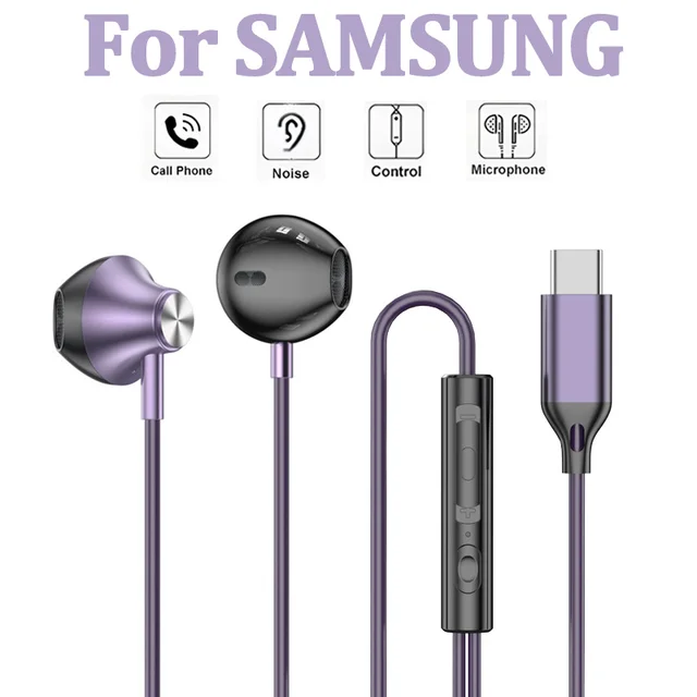 Przewodowe słuchawki douszne Samsung HiFi Surround douszne USB typu C 3,5 mm z przewodowym sterowaniem Przewodowe słuchawki douszne do Galaxy S24 S23 A55 Ultra