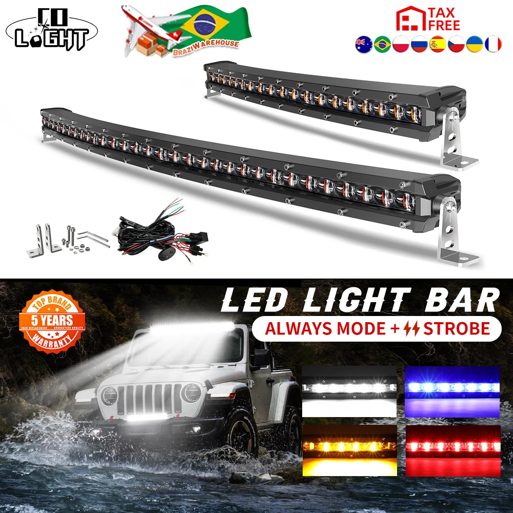 

CO LIGHT LED Light Bar 32 Inch 5 Modes Strobe Lights Amber White Flood Spot Combo Flashing Fog Driving Work Light for Car SUV