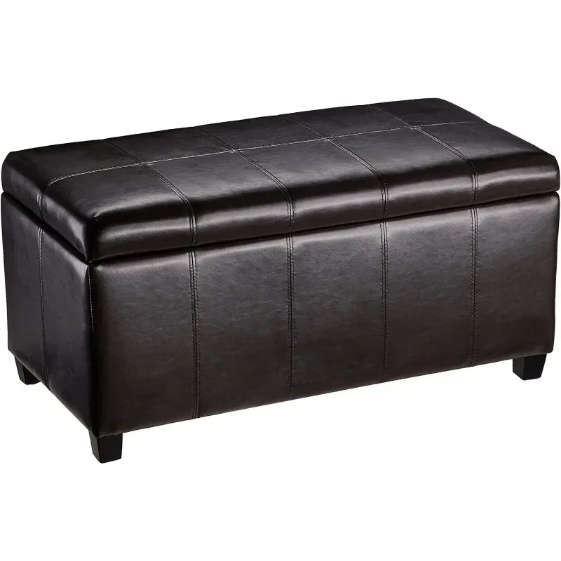 Marion Rectangular Storage Ottoman, Russet Brown