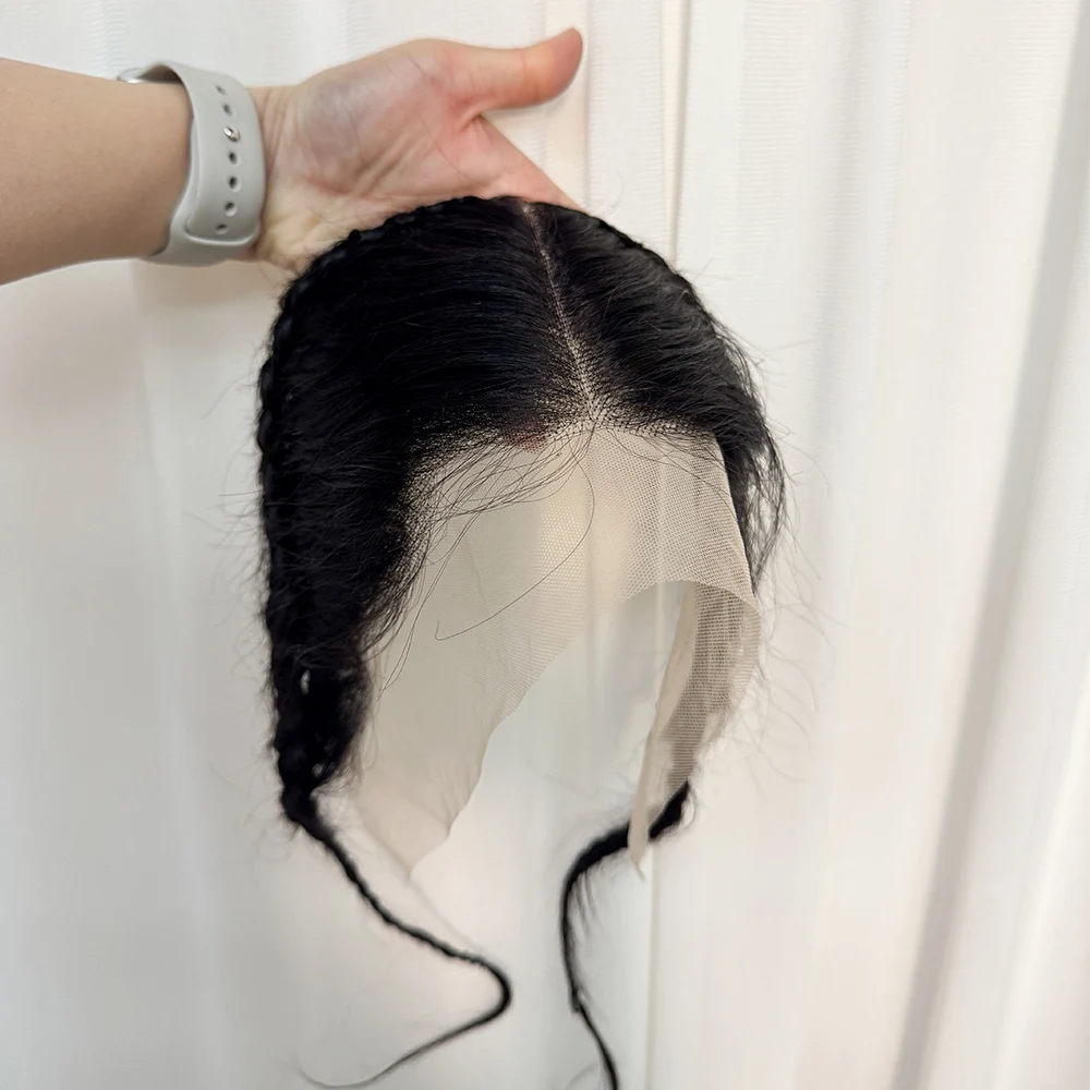 Novo estilo de cabelo trançado frontal 13x4 renda transparente frontal cabelo humano brasileiro fechamento de renda apenas com tranças cabelo reto