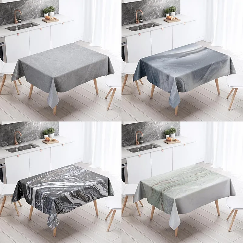 Marble Pattern Tablecloth Stain Resistant Waterproof Dining Table Home Decor Rectangular Kitchen Fireplace Countertop