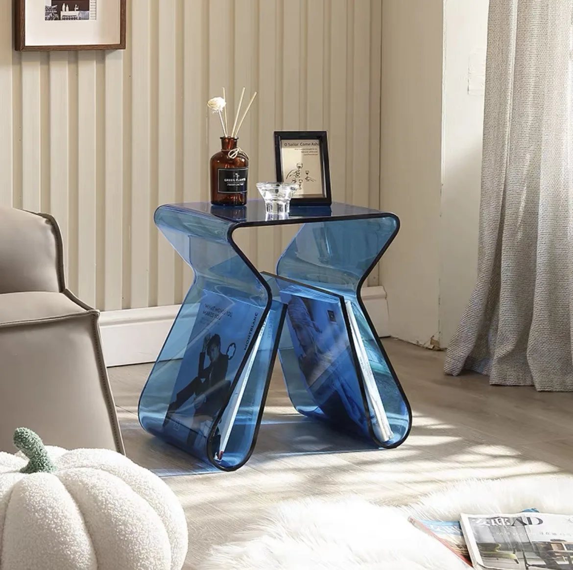 

Transparent Side Table Home Luxury Corner Table Coffee Table Sofa Living Room Compact Minimalist Bedside Table