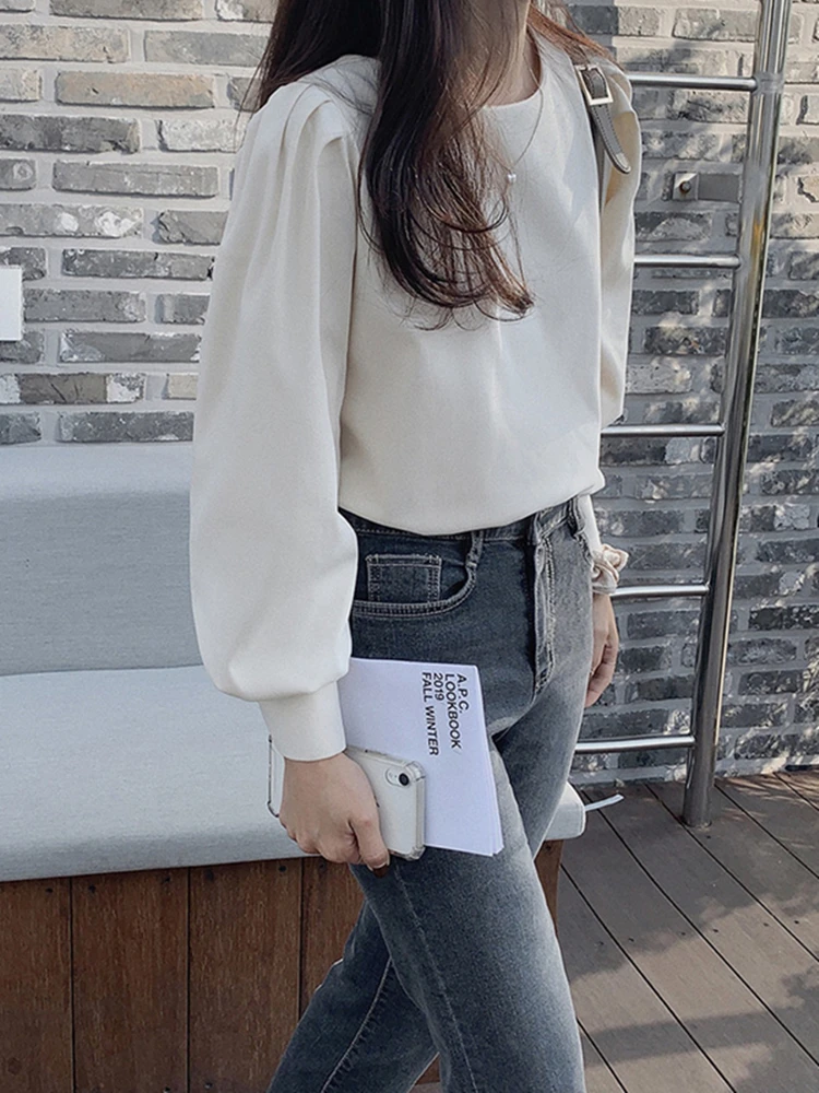 New 2022 Spring Summer Women\'s Blouses Shirt Puff Sleeve Elegant Sweetheart Clothing Solid Wild Korean Style Lady Tops BL3260