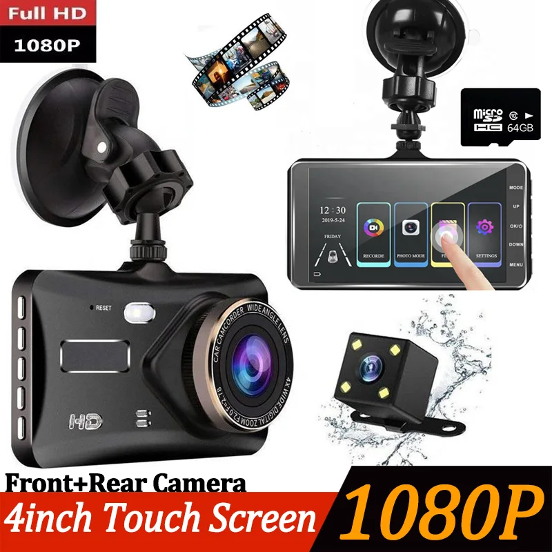 

1080P Dash Cam for Cars 4inch Touch Screen Car DVR Video Recorder Dual Cam Front and Rear Camera Night Vision Car Assecories