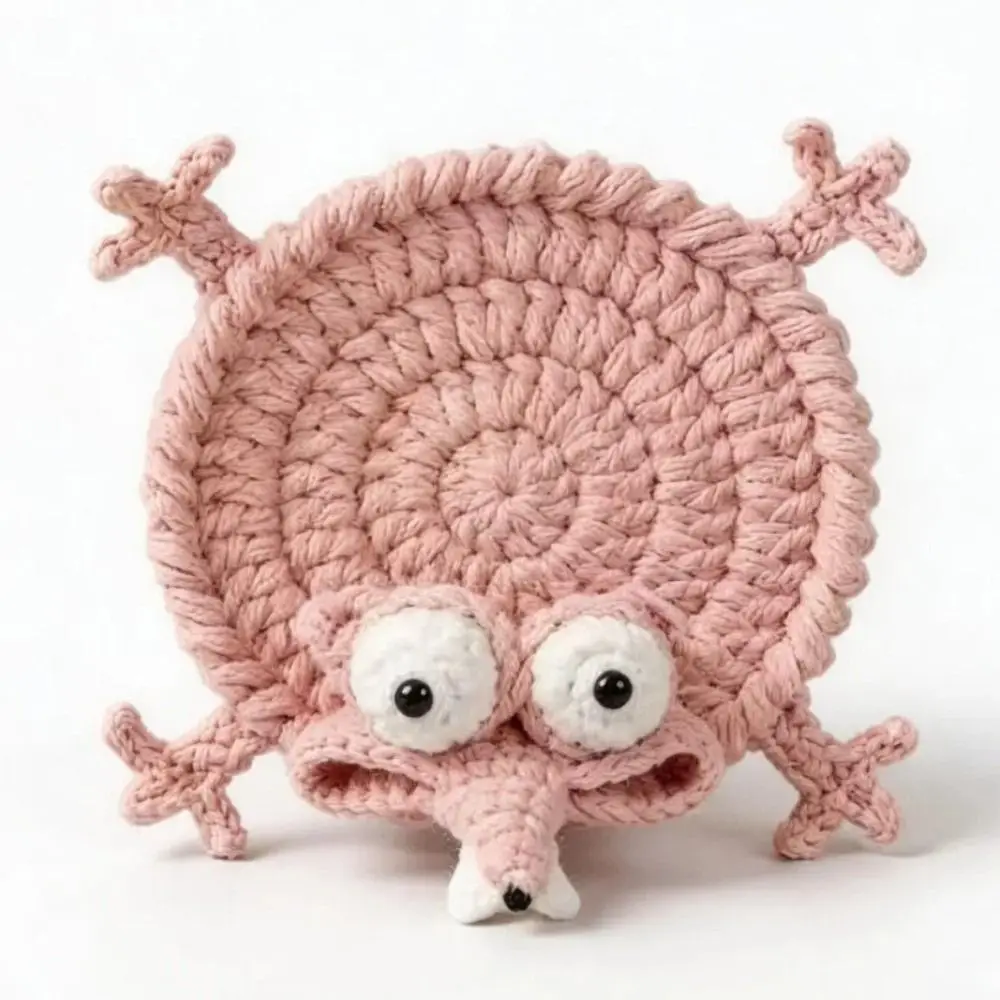 Handgefertigte Häkel-Tieruntersetzer, Weiche Gestrickte Rutschfeste Unterlage, Niedliche Cartoon-Tassenmatte mit Tierform-Design – Detail 5