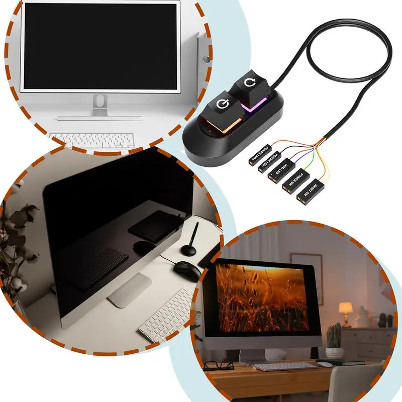 External PC On Off Button External Desktop Computer Case Motherboard On Off Button PC Start Button With 6.5Ft Cables Computer