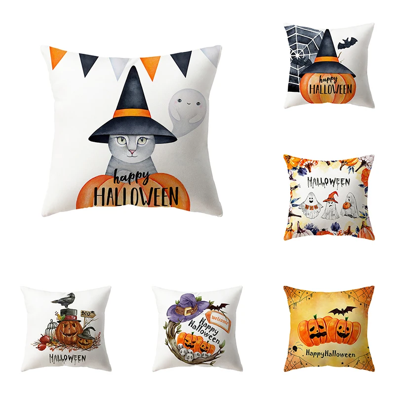 

Alphabet Pumpkin Kitten Throw Pillow Cover Halloween Theme Series Sofa Chair Bed Cushion Home Decor