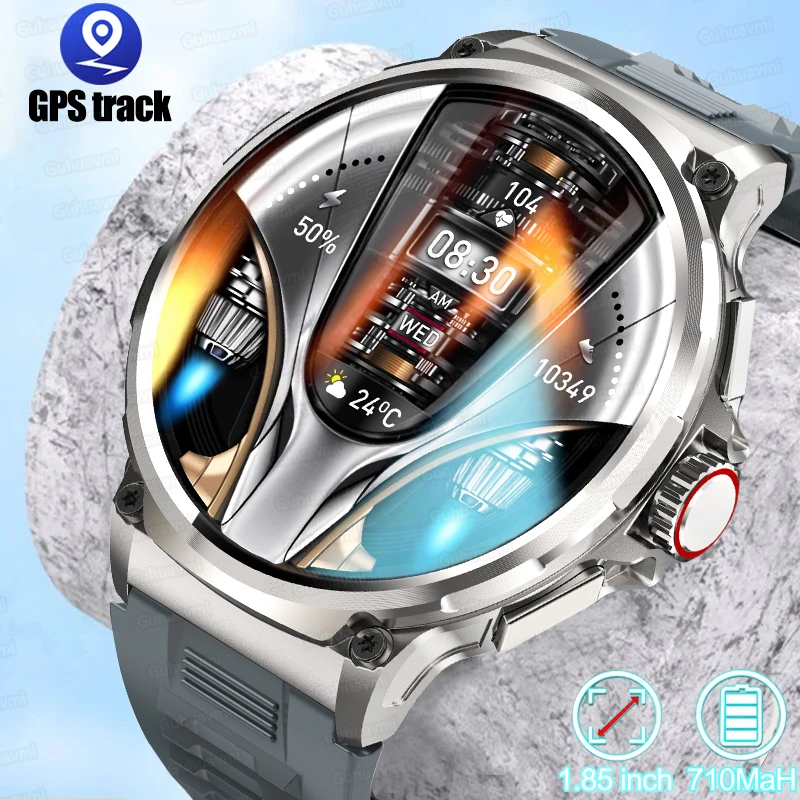 1.85 Inch Smart Watch Men 710mAh Battery Long Standby Bluetooth Call Smartwatch 2024 New Fitness Watch Sport Tracker Andriod IOS