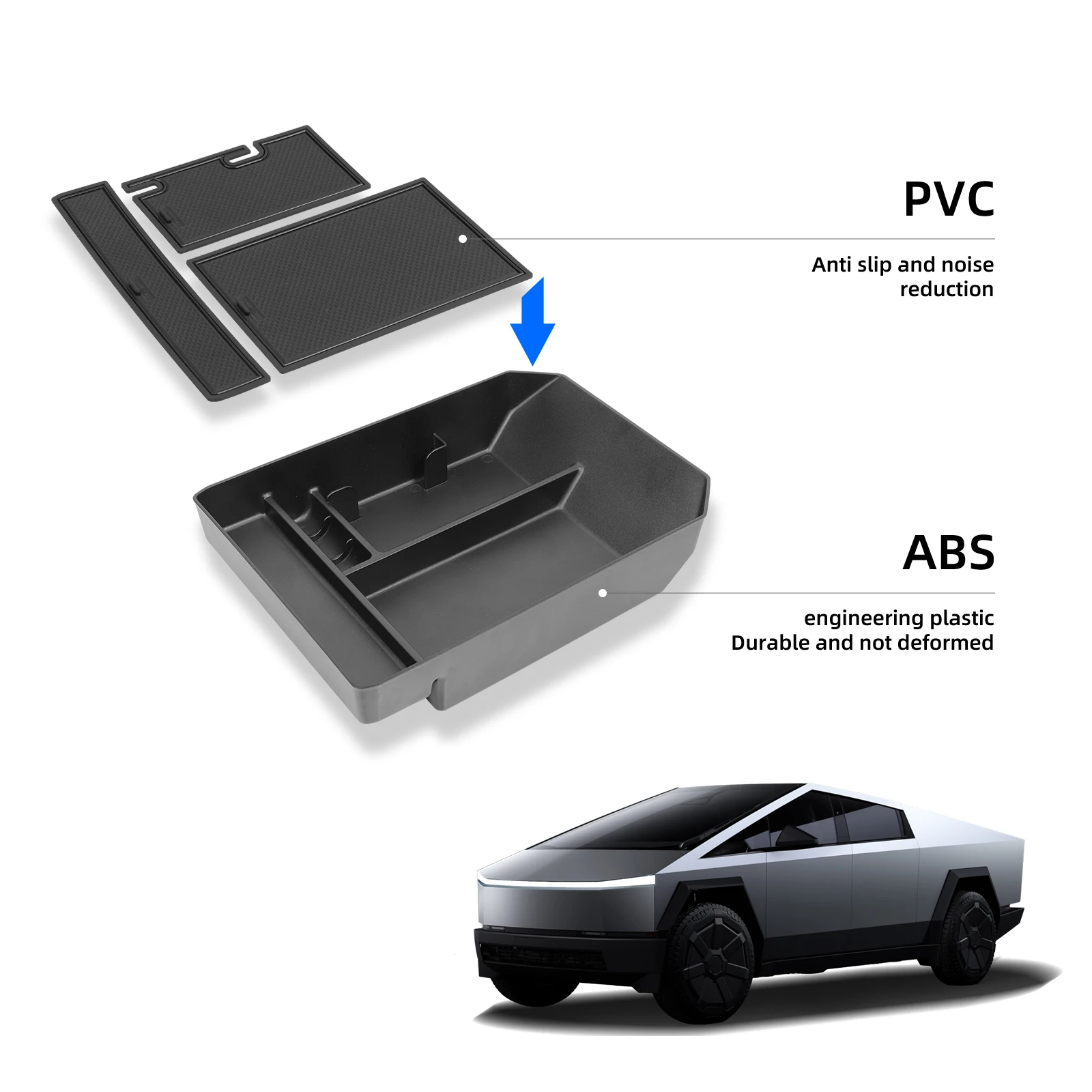 Para Tesla Cybertruck 2024 2025 consola central reposabrazos caja de almacenamiento bandeja de coche organización orden accesorios interiores de coche