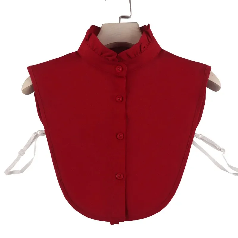 Cuello falso de pie rojo para mujer, traje Formal, solapa, camisa, collares desmontables, suéter cálido, accesorios para camisas, otoño, invierno, nuevo