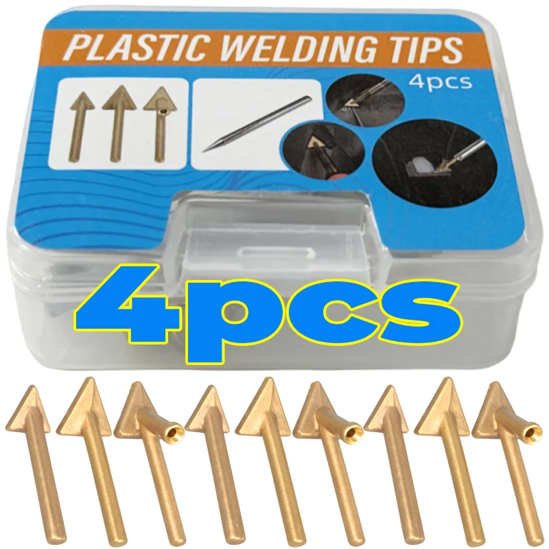 

4pcs Car Bumper Plastic Repair Smoothing Tool Triangle Copper Soldering Iron Tip Auto Body Welding Flattening Replacement Parts