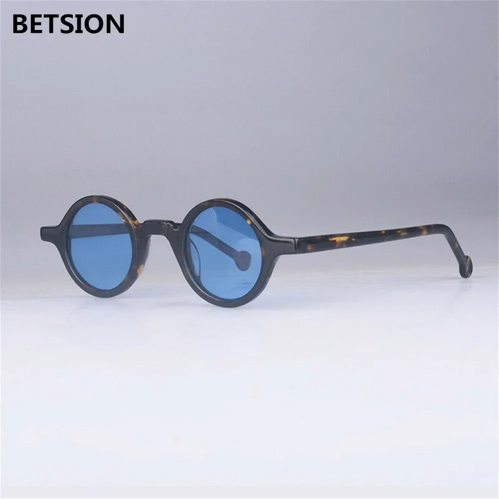 Vintage Small Round Reading Glasses Sunglasses Blue Color Tint Shades Full Rim Acetate Durable Computer Hand Made Retro