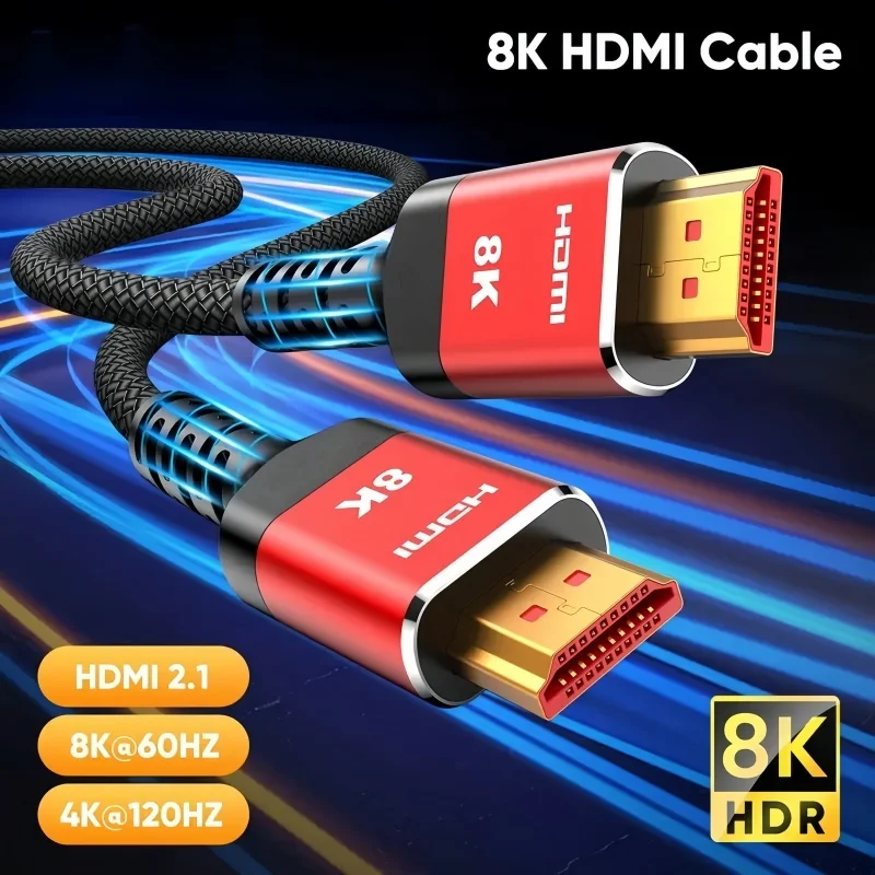 MIZIQIER 8K HDMI 2.1 Cable High Speed 48Gbps HDMI Braided Cord-8K60Hz 4K120Hz Compatible for PS5/PS4/X-Box/Roku TV/HDTV/Blu-ray