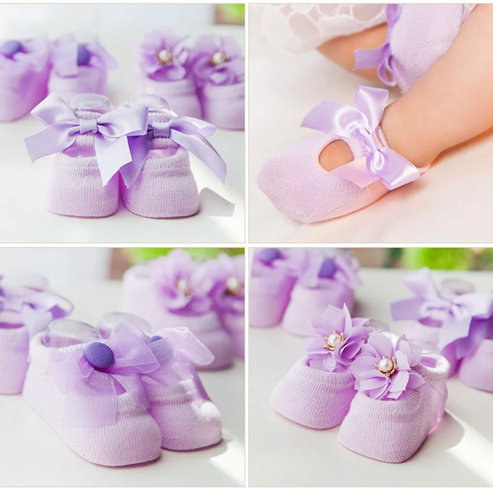 

1Pair Non Slip Baby Socks Beautiful Design No Tighten Feet for 0-36 Months Girl Toddler Newborn Learning to Walk