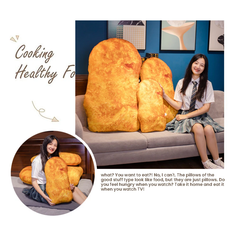 Simulation Chicken Nugget Pillow Comfortable  Plush Filling Throw Pillow For Sofa Bedroom Home