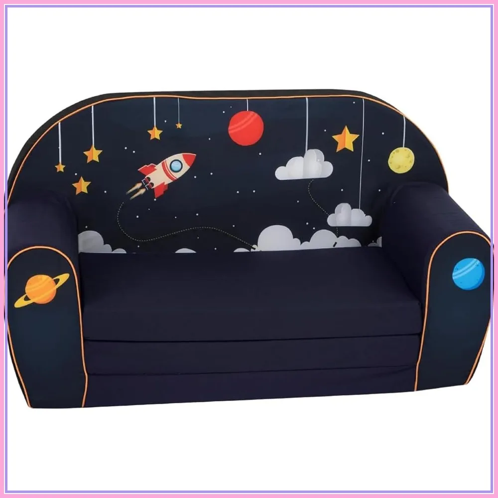

2-in-1 Convertible Foam Sofa to Lounger, Comfy Flip Out Chair for Kids, Made in Europe