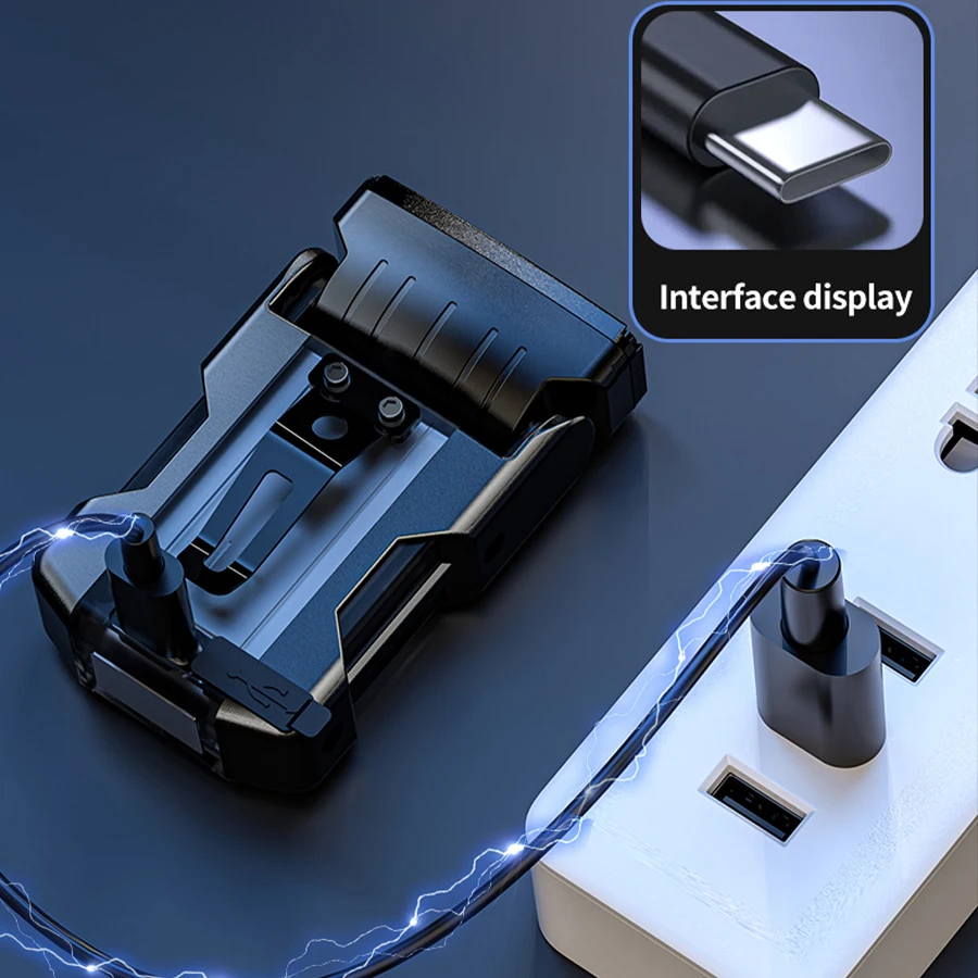 Mini EDC Flashlight USB C Rechargeable Portable Keychain Flashlight Cap Clamp Head Lamp Outdoor Emergency Red and Blue Light