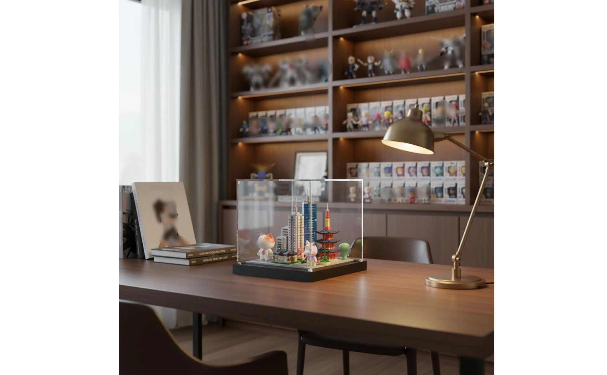Acrylic Display Box Sturdy Construction Clear Collectible Container Figurine Display Stand Glue-No-Cost Assembly Household