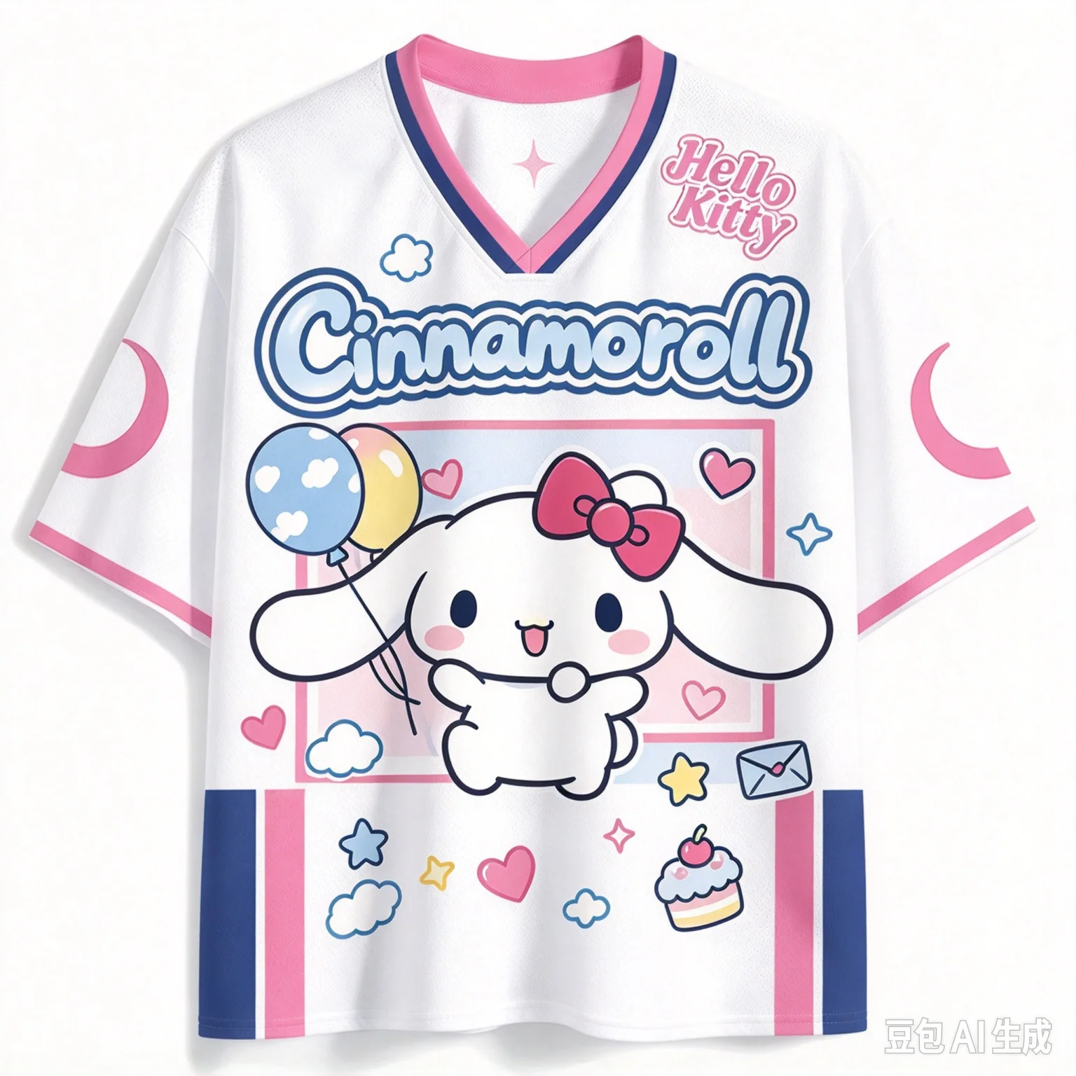2026 Cinnamoroll 3D-Druck Mesh-Fußballtrikot Weißer Ballonkuchen Unisex Sommer Kawaii Y2K Streetwear Atmungsaktive Cartoon-Oberteile – Detail 4