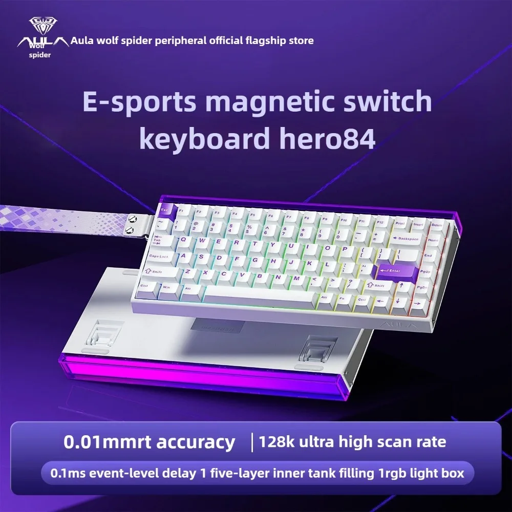 

Aula Hero 84he Magnetic Switch Mechanical Keyboards Wired Rgb Keyboard Neon Light Box Gaming Accessory PC E-Sports Gamer Gifts