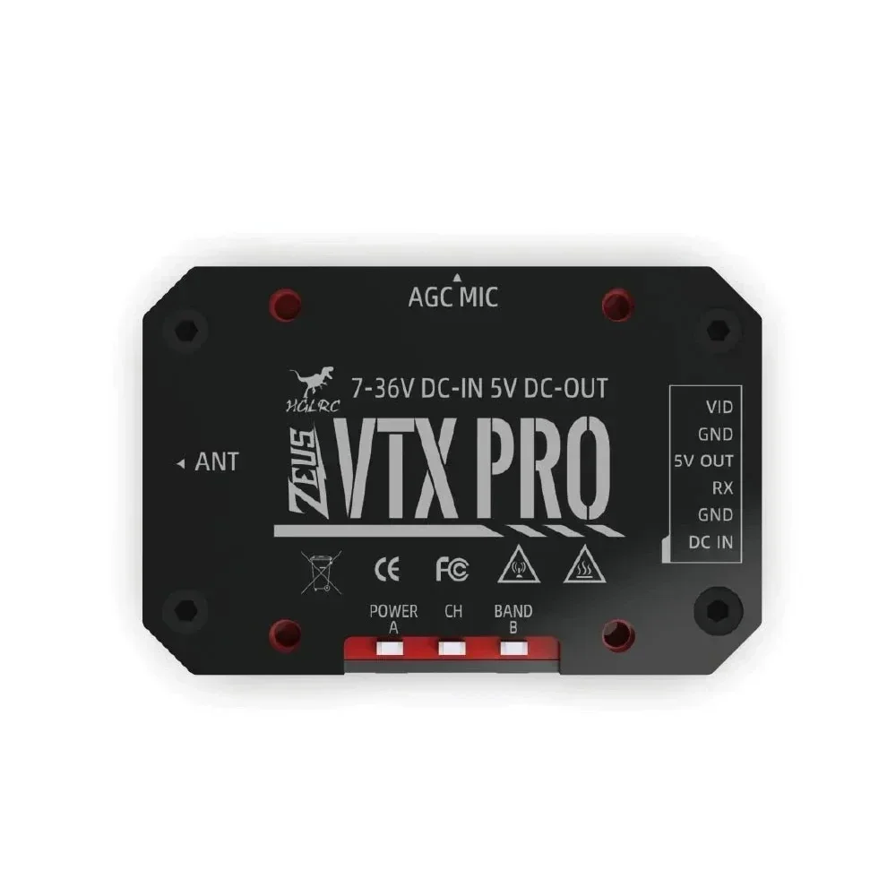 HGLRC Zeus VTX PRO 1.6W 5.8G Transmisja obrazu 40CH z mikrofonem PIT/25/400/800/1.6W Regulowany dla RC FPV Racing Drone