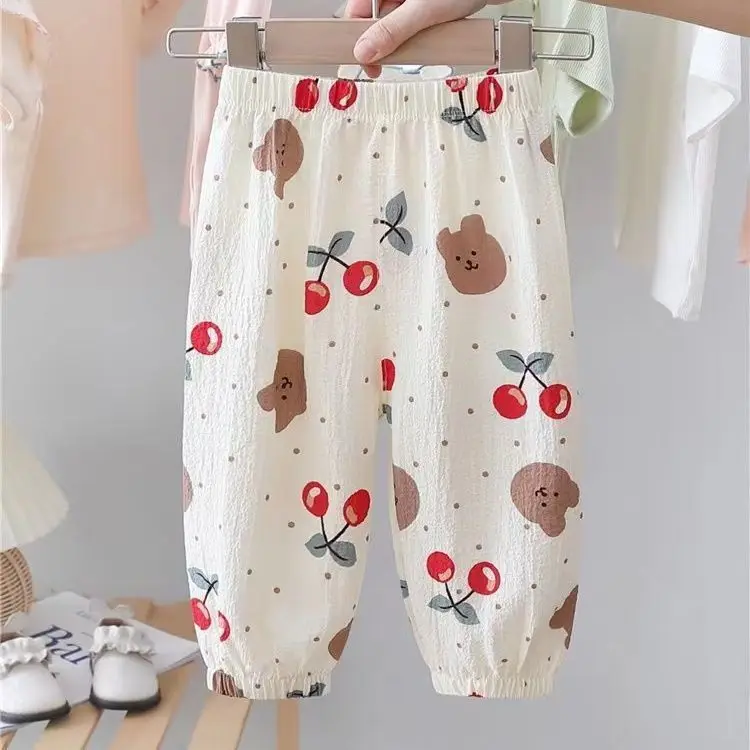 Spring Summer Mosquito Proof Pants For Boys Girls Full Printing Versatile Pants Outer Wear Toddler Casual Loose Thin Trousers