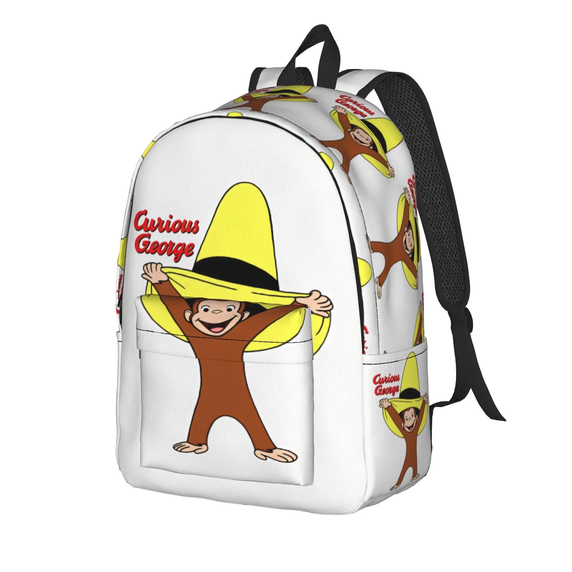 Curious George Big Yellow Hat Backpack  Sport Backpacks Student Unisex Kawaii High School Bags Designer Print Rucksack