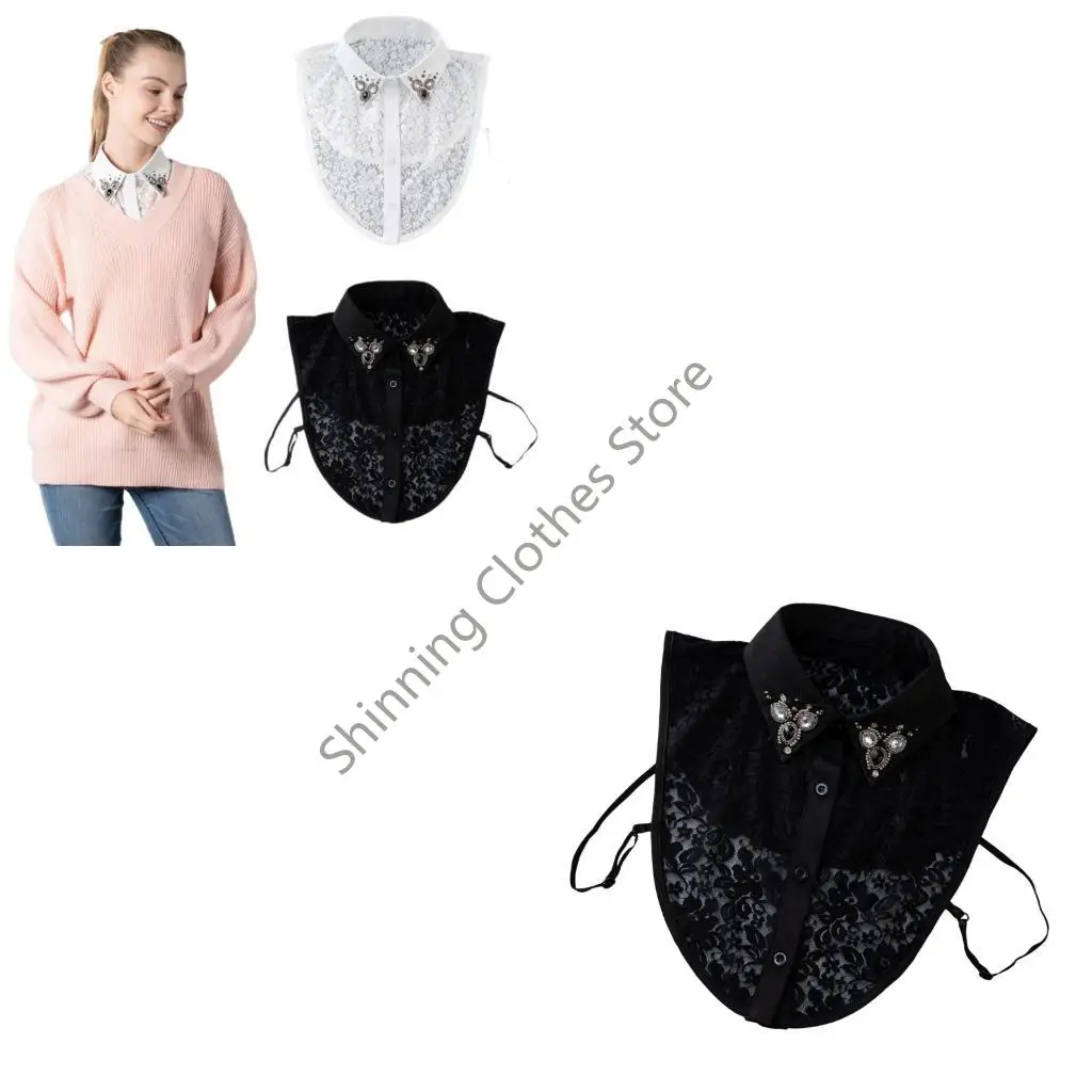 

M68A Adjustable Decorative Neckpiece With Lace Trim And Bead Decoration Easy Care Womens Fashion Accessory