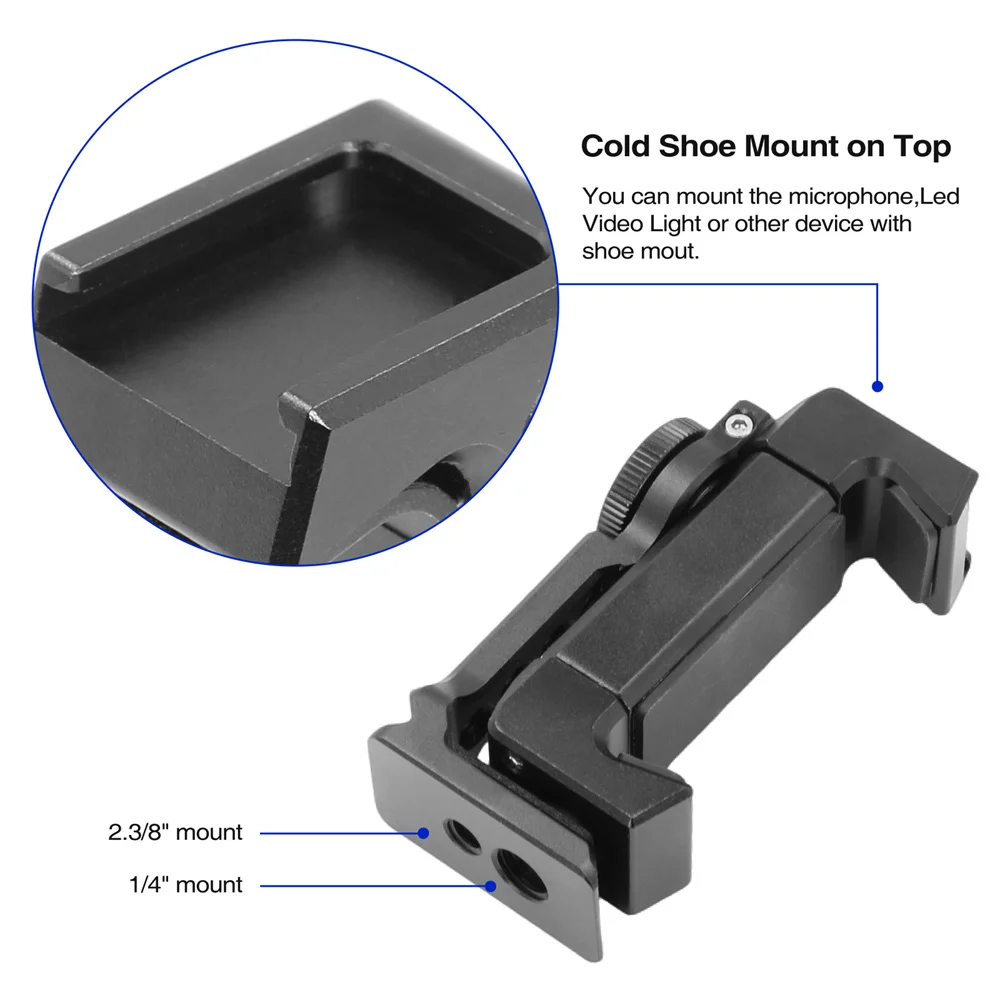 New Universal 360 Rotation Metal Phone Tripod Mount Smartphone Tripod Phone Clip Holder with Cold Shoe Mount for iPhone Sumsung