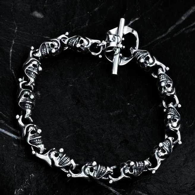 

Dark clown bracelet s925 sterling silver stylishfashion jewelry men's and women's punk ot buckle thai silver bracelet