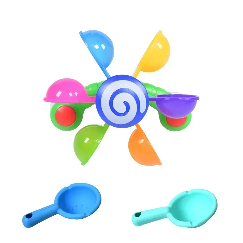 Rainbow Windmill Toddlers Bathing Sucker Water Spray Toy Colorful Waterwheel Baby Bath Toys Set Shower Sprinkler Toy