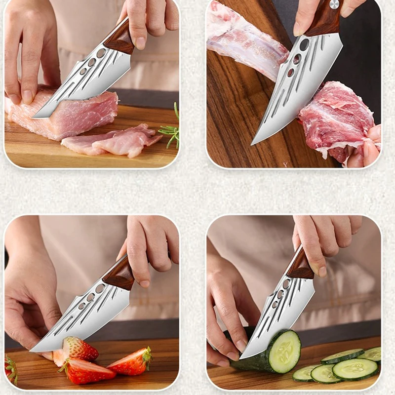 Handmade forged knife with sheath, high carbon stainless steel kitchen chef knife, suitable for multifunctional gifts such as