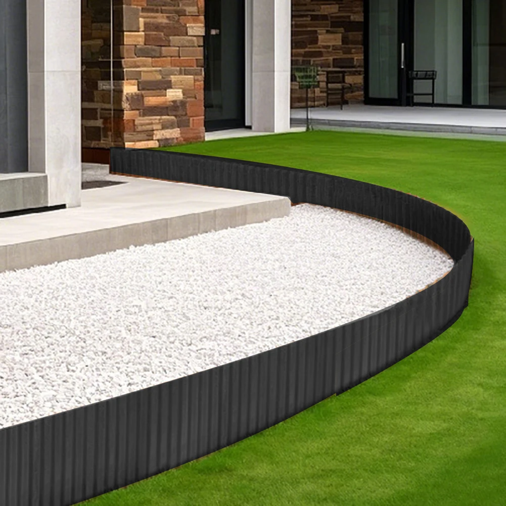 6x20FT Flexible Metal Landscape Edging Black Steel Garden Border For Lawn Flower Bed Separation And Yard Fence Tool