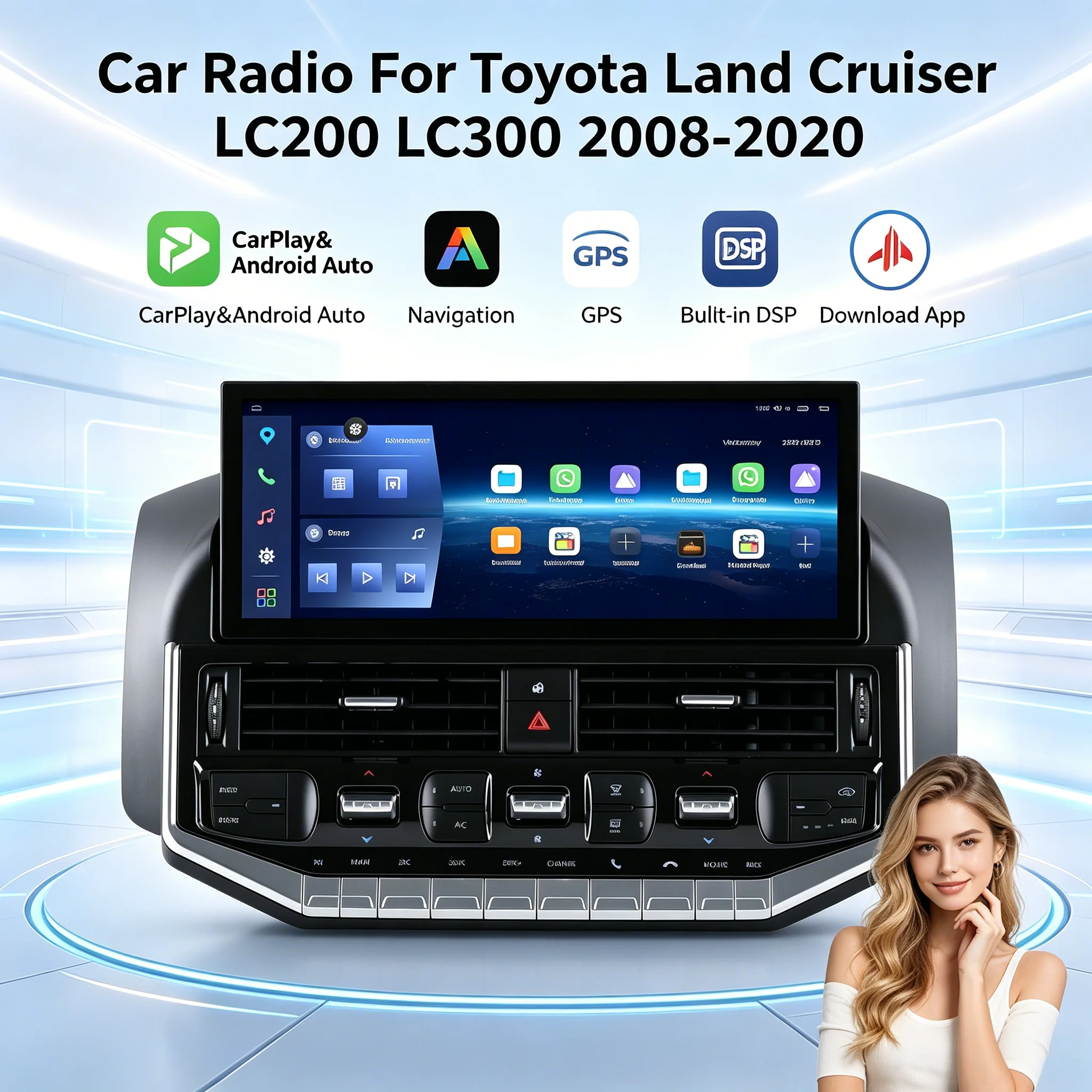 

12.3" Android Car Radio For Toyota Land Cruiser LC200 LC300 2008-2020 Wireless Carplay Android Auto BT GPS Touch Screen Multimed