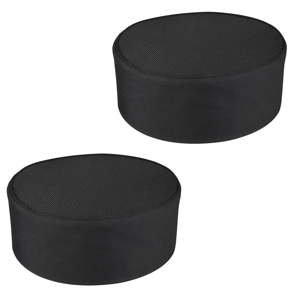 

2pcs Breathable Chef Hats Durable Unisex Work Hat Adjustable Kitchen Headgear For Catering Bakers Cotton Cloth Cap Black