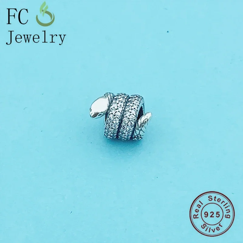 

FC Jewelry Fits Pan Charms Bracelet 100% 925 Sterling Silver Animal Snake Zircon Bead For Making Women Spacer Berloque 2020