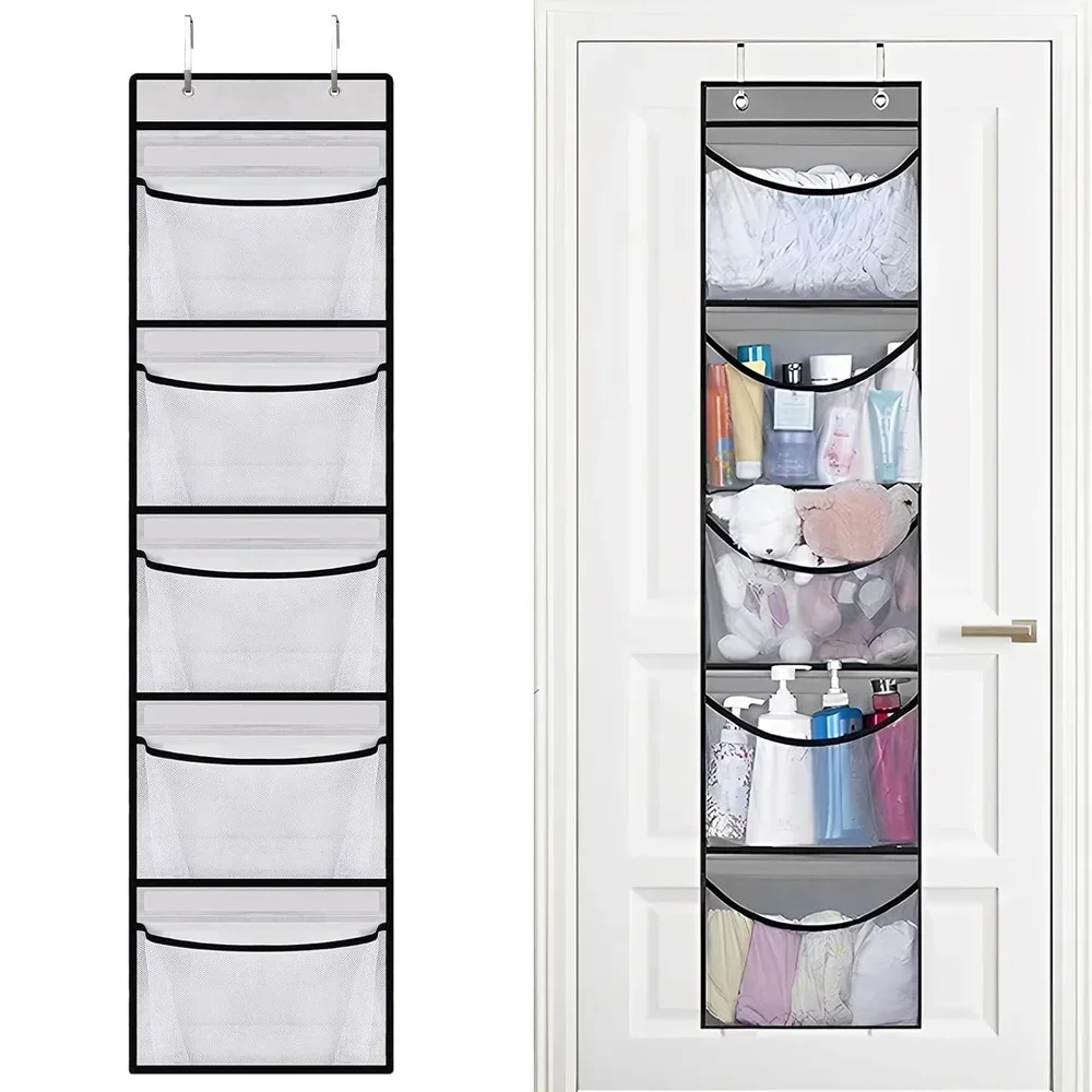 

Foldable Wall Hanging Shelves Over The Door Clothes Organizer Storage for Closet with 5 Pockets Organizer for Bedroom Bathroom