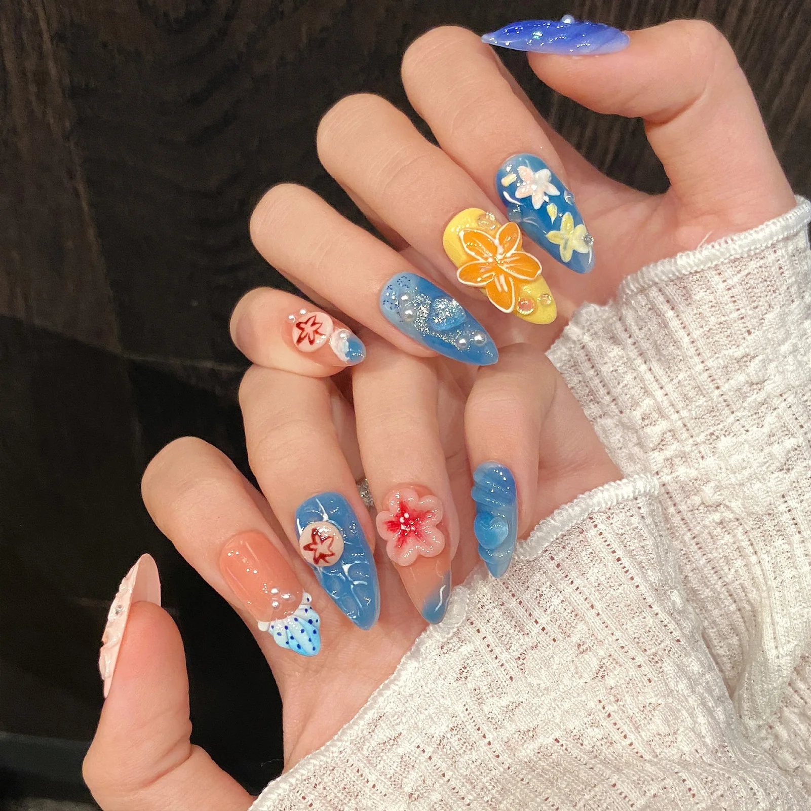 10-unidades-de-unhas-posticas-em-forma-de-amendoa-com-estilo-de-flor-de-Agua-viva-3d-diy-feitas-a-mao-unhas-falsas-de-moda-para-manicure